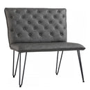 Studded Back Grey Leather Dining Bench by Lavishway | Dining Benches-31366