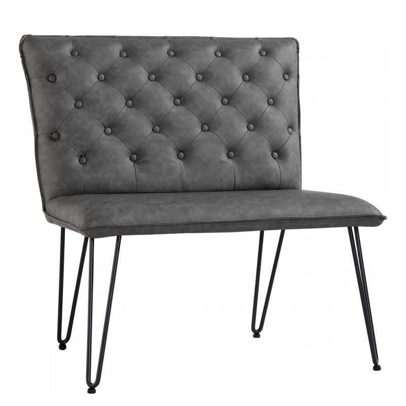 Studded Back Grey Leather Dining Bench by Lavishway | Dining Benches-31366