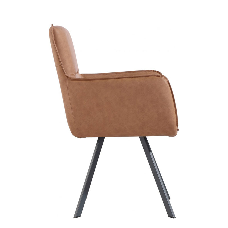 Carver Tan Leather Accent Chair in Pair by Lavishway | Armchairs-31282