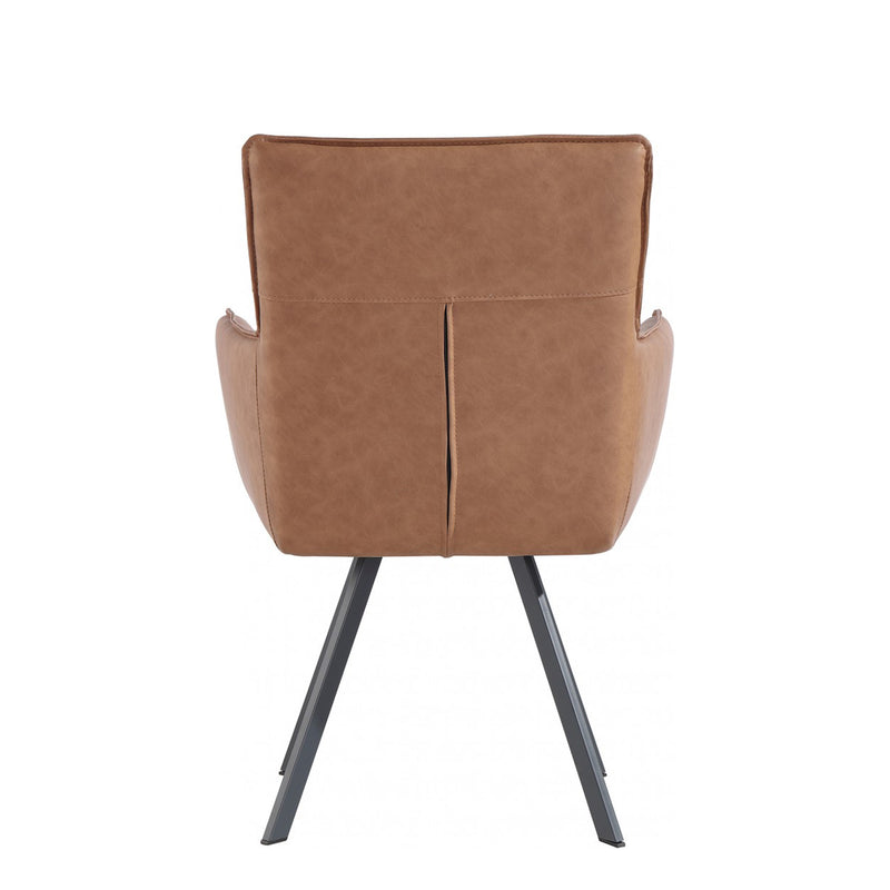 Carver Tan Leather Accent Chair in Pair by Lavishway | Armchairs-31281