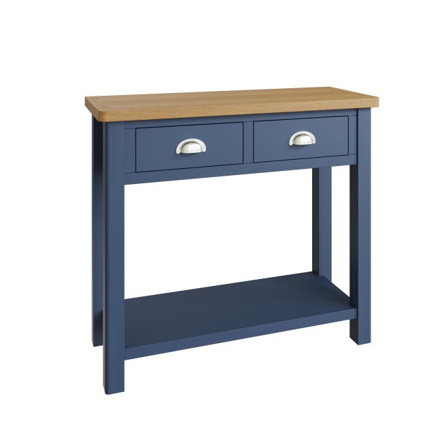 Rutland Blue Oak Top Console Table by Lavishway | Hallway Console Table-36360