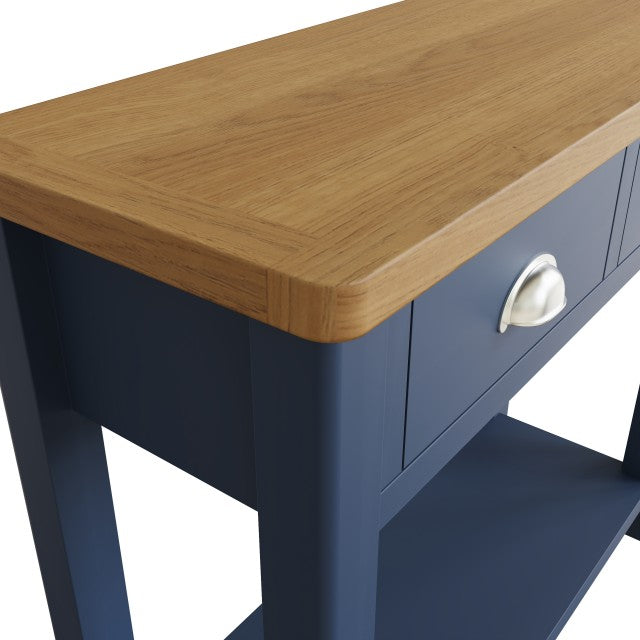 Rutland Blue Oak Top Console Table by Lavishway | Hallway Console Table-36362