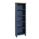Rutland Blue Oak Top Large Narrow Bookcase by Lavishway | Book Shelves and Cabinets-36392