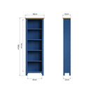Rutland Blue Oak Top Large Narrow Bookcase by Lavishway | Book Shelves and Cabinets-36395