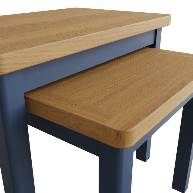 Rutland Blue Oak Top Nest of 2 Tables by Lavishway | Nest of Tables-36345