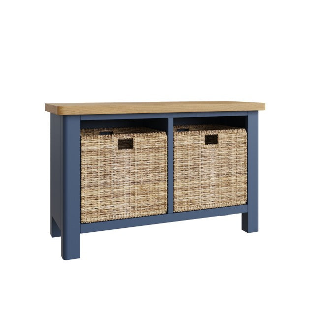 Rutland Blue Oak Top Hall Bench by Lavishway | Benches & Storage Benches-36328