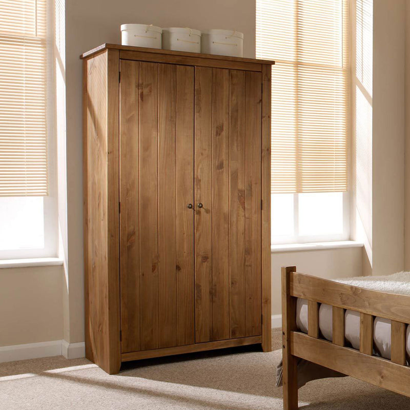 Havana Pine Finish 2 Doors Wardrobe by Lavishway | Wardrobe-32681