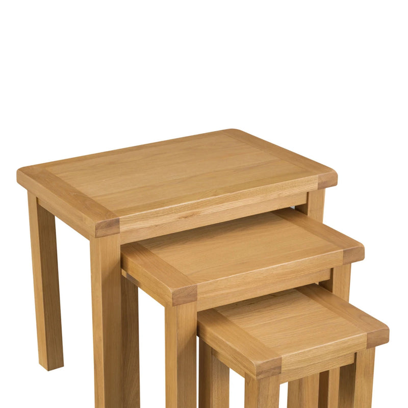 Chunky Oak Planed Smooth Nest of 3 Tables by Lavishway | Nest of Tables-32510