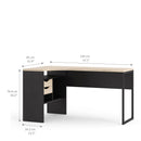 Function Plus Oak & Black Corner Desk by Lavishway | Desk Pedestals-29678