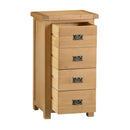 Chunky Oak Narrow 4 Drawer Chest by Lavishway | Chest Of Drawers-37261