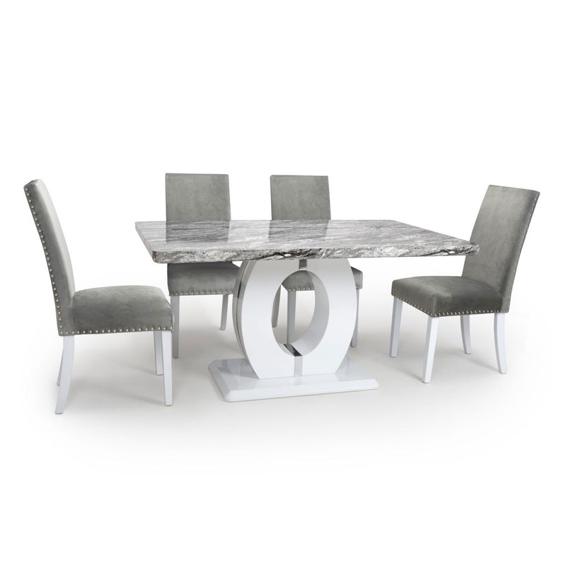 Neptune Marble Dining Table with 4 Chairs by Lavishway | Dining Table Set-27119