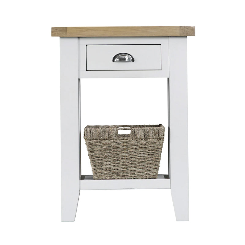 Tattershall Oak Top Telephone Table in White by Lavishway | Side Tables-33075