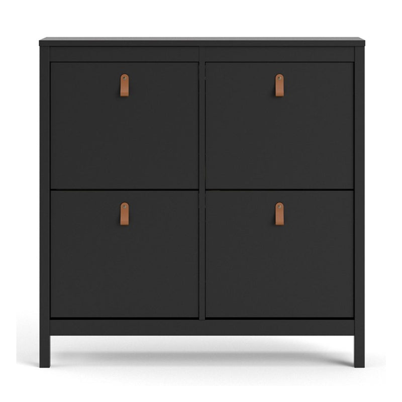 Barcelona Black 4 Tilting Doors Shoe Cabinet by Lavishway | Shoe Cabinets-30267