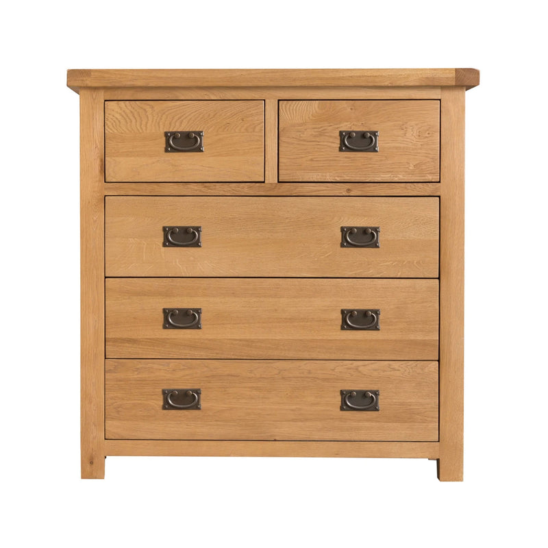 Chunky Oak Wood 2 Over 3 Drawers Chest by Lavishway | Chest Of Drawers-37251