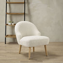 Ted Wooden Legs Fabric White Accent Chair by Lavishway | Bedroom Chairs-35152