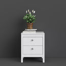 Madrid White 2 Drawers Bedside Table by Lavishway | Bedside Tables-29537