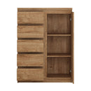 Fribo Oak Finish 1 Door 5 Drawers Cabinet by Lavishway | Hallway Cabinets-30341