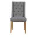 Button Back Fabric Grey Dining Chair Set of 2 by Lavishway | Dining Chairs-30980