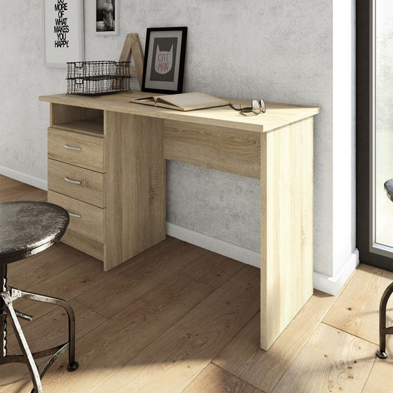Function Plus Oak Finish 3 Drawers Desk by Lavishway | Desk Pedestals-29605