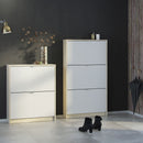 Shoes Oak & White 2 Tilting Door Shoe Cabinet by Lavishway | Shoe Cabinets-29068
