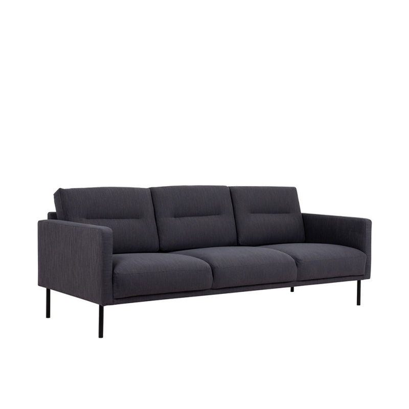 Larvik Fabric 3 Seater Sofa with Black Legs by Lavishway | Fabric Sofas-30364