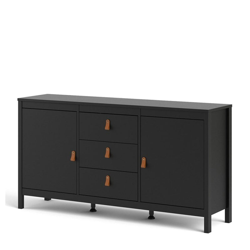 Barcelona Black 3 Drawers Wooden Sideboard by Lavishway | Sideboards-30282