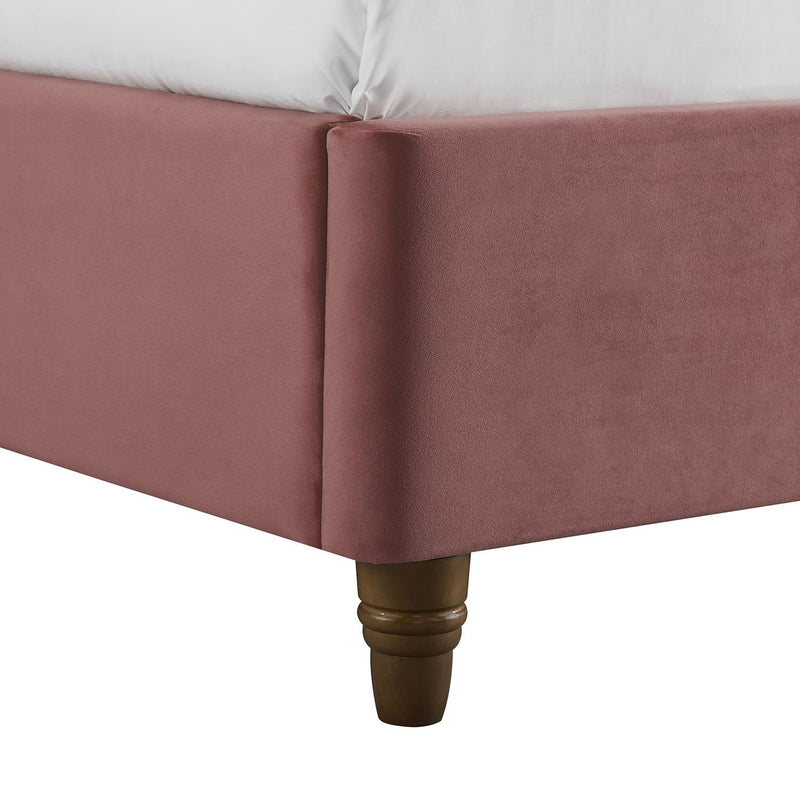 Lexie Wooden Effect Legs Velvet Double Bed by Lavishway | Velvet Bed-35631