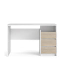 Function Plus White 3 Oak Drawers Desk by Lavishway | -30625