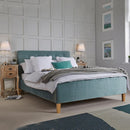 Pierre Contemporary Aqua Velvet Double Bed by Lavishway | Velvet Bed-37844