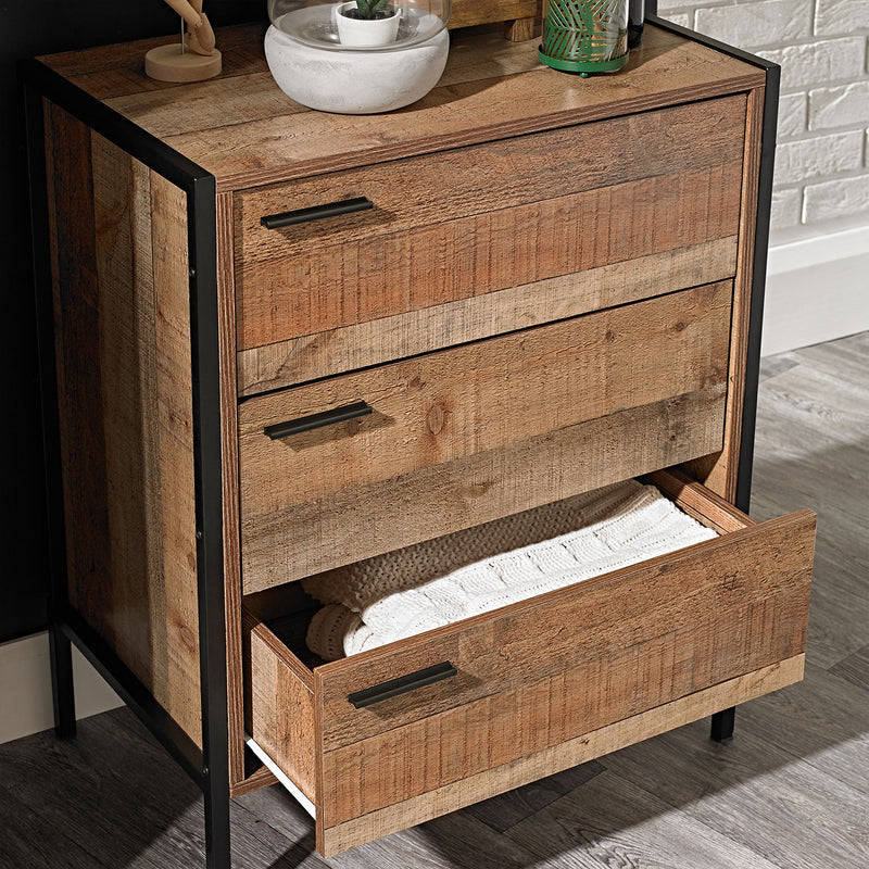 Hoxton Oak Effect 3 Drawer Chest by Lavishway | Chest Of Drawers-35253