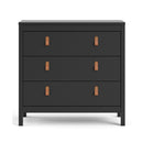 Barcelona Matt Black 3 Drawer Chest by Lavishway | Chest Of Drawers-30250