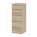 Nova Oak Finish Narrow 5 Drawers Chest by Lavishway | Chest Of Drawers-30105