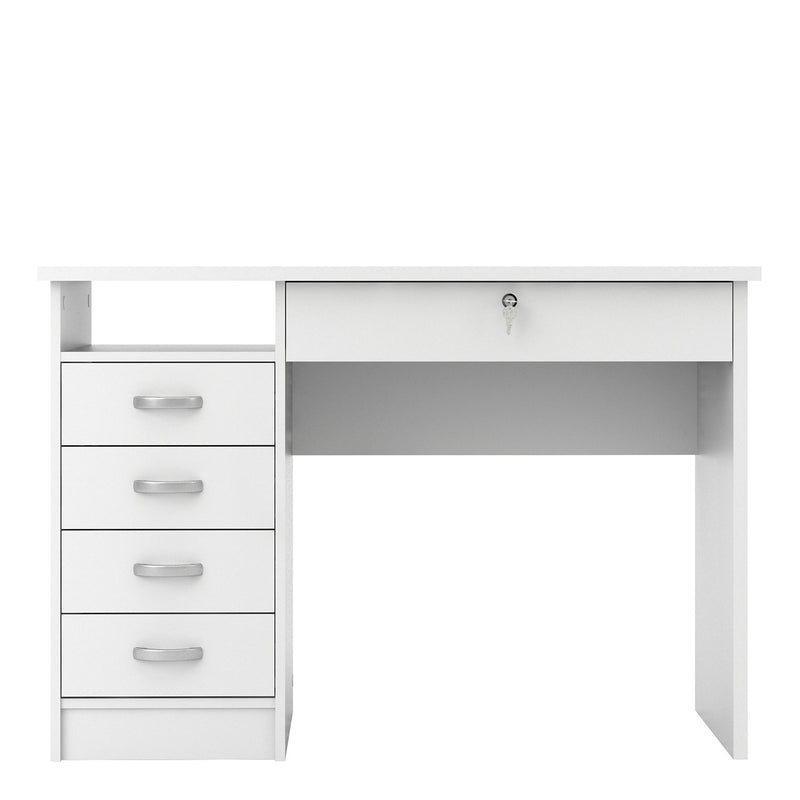 Function Plus White 5 Drawers Desk by Lavishway | Desk Pedestals-29580