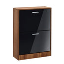 Strand High Gloss Walnut Finish Shoe Cupboard by Lavishway | Shoe Cabinets-34762