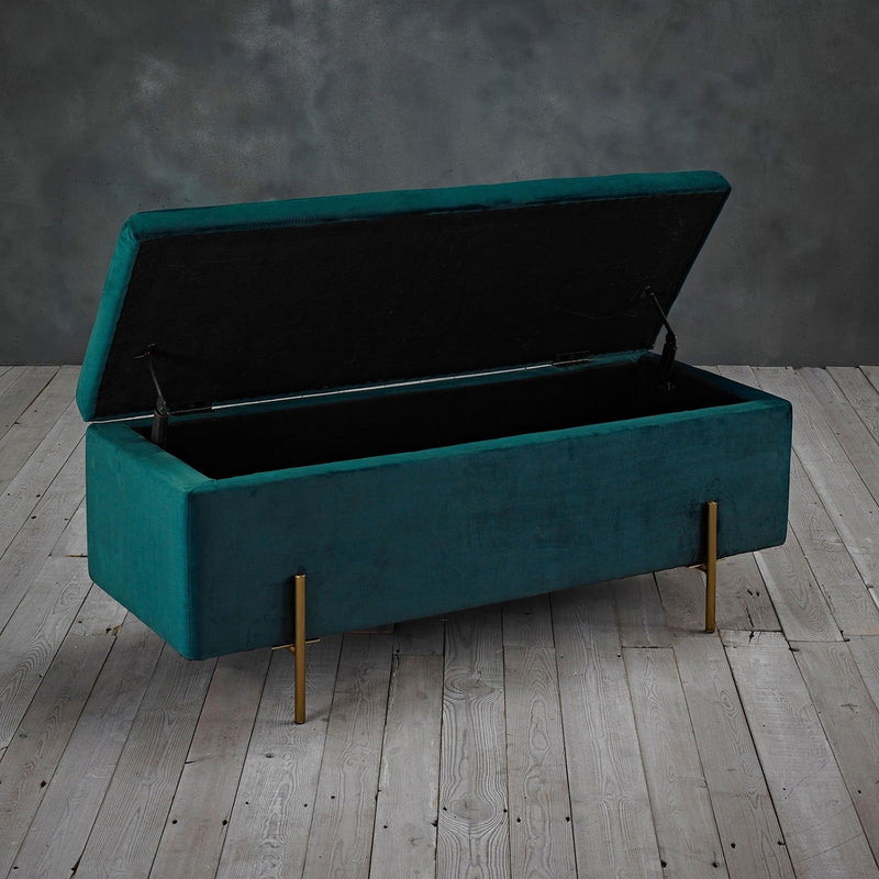 Lola Velvet Storage Ottoman Bench by Lavishway | Benches & Storage Benches-35682