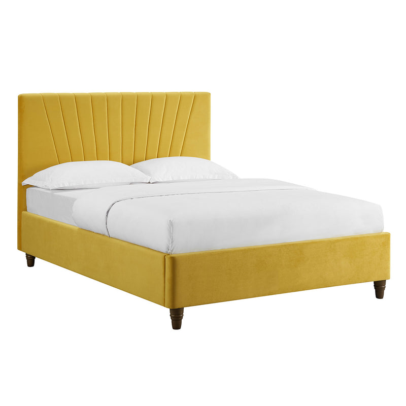 Lexie Wooden Effect Legs Velvet King Size Bed by Lavishway | Velvet Bed-35593