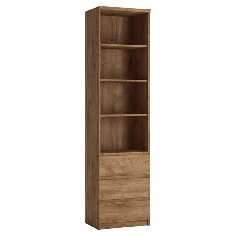 Fribo Oak Finish 3 Drawers Bookcase by Lavishway | Book Shelves and Cabinets-30312