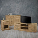 Devon Oak Finish Single Drawer Lamp Table by Lavishway | Side Tables-35132