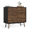 Ry Black & Walnut Finish Chest of 6 Drawers by Lavishway | Chest Of Drawers-29316