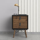 Ry 2 Drawers Black & Walnut Bedside Table by Lavishway | Bedside Tables-29307