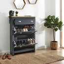 Blue Painted 2 Door 1 Drawer Shoe Cabinet by Lavishway | Shoe Cabinets-43242