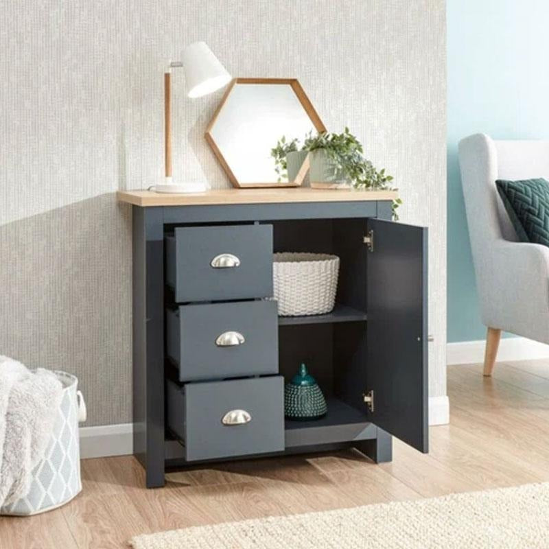 Slate Blue 3 Drawers 1 Door Slim Sideboard by Lavishway | Sideboards-39270