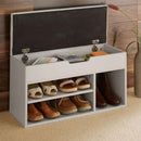 Wooden Grey Shoe Storage Cabinet With Seating by Lavishway | Shoe Cabinets-39020