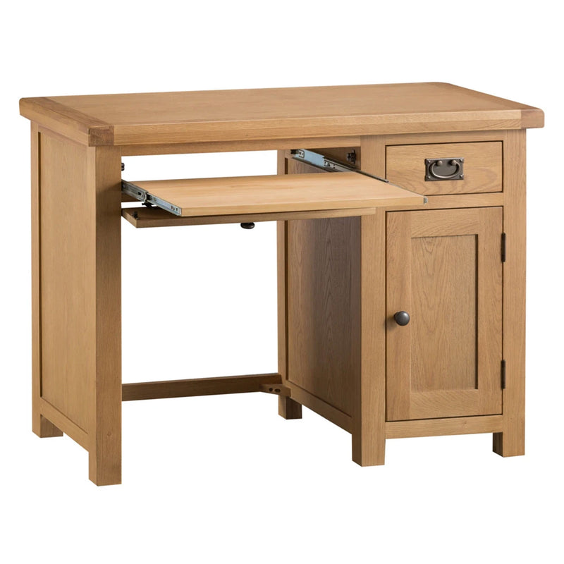 Chunky Oak Single Computer Desk by Lavishway | Oak Wood Desks-32528