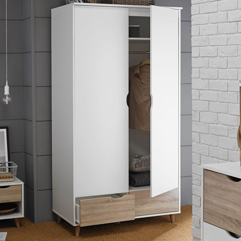 Stockholm Matt White 2 Door Wardrobe by Lavishway | Wardrobe-35709