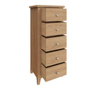 Guildford Solid Oak 5 Drawers Narrow Chest by Lavishway | Chest Of Drawers-32094