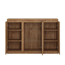 Fribo Oak Finish 3 Doors Wooden Sideboard by Lavishway | Sideboards-30352