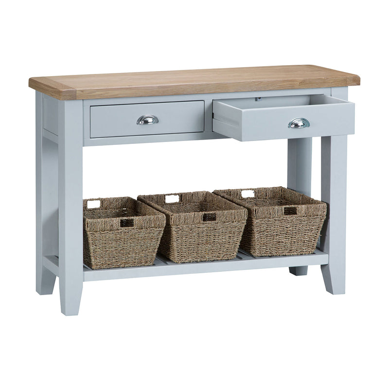 Tattershall Oak Top Grey Large Console Table by Lavishway | Hallway Console Table-33101