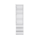 Fribo White Narrow 1 Door 3 Drawers Cupboard by Lavishway | Bookcases & Shelves-30321