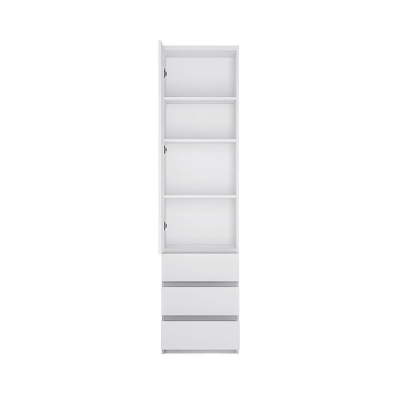 Fribo White Narrow 1 Door 3 Drawers Cupboard by Lavishway | Bookcases & Shelves-30321